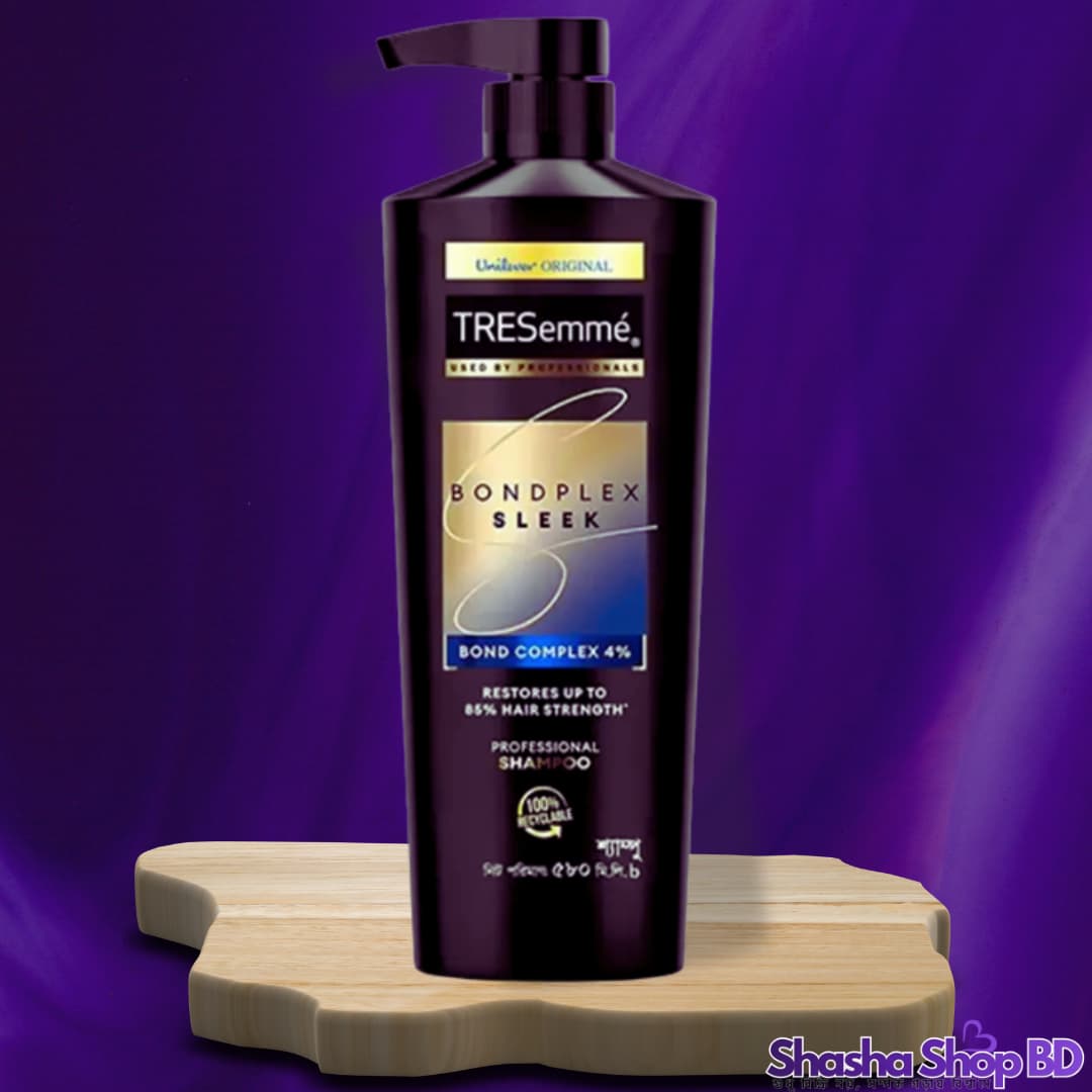TRESemmé Bondplex Sleek Professional Shampoo – 580ml (Restores Up to 85% Hair Strength – ড্যামেজ মেরামত করে চুলকে করুন পার্লারের মতো সিল্কি ও মজবুত!)