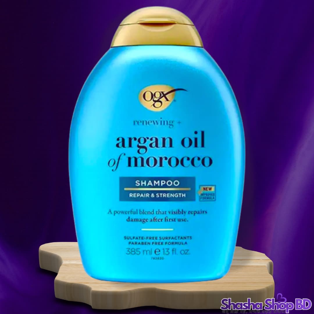 OGX Renewing + Argan Oil of Morocco Shampoo – 385ml (Repair & Strength – চুলের ড্যামেজ রিপেয়ার এবং মজবুত করার সেরা সমাধান!)