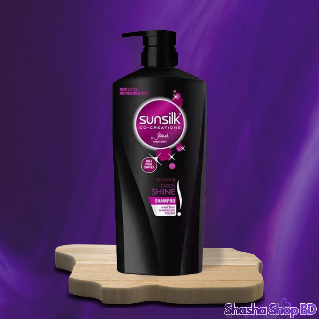 Sunsilk Stunning Black Shine Shampoo – 625ml (With Amla Pearl Complex – কালো চুলের গভীর পুষ্টি এবং ঝলমলে উজ্জ্বলতার জন্য!)