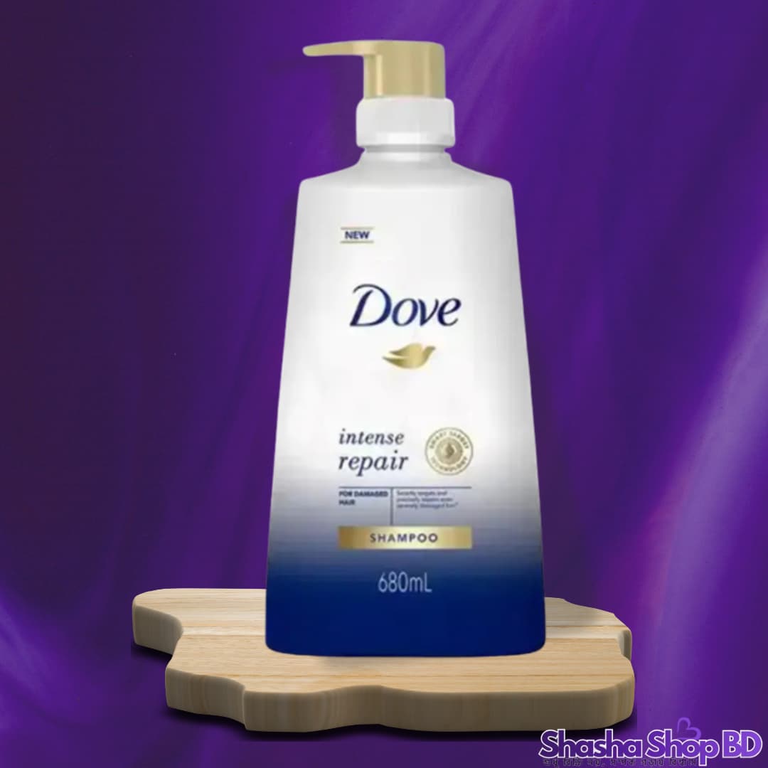Dove Intense Repair Shampoo – 680ml (Smart Target Technology – ক্ষতিগ্রস্ত চুলের গভীরে পুষ্টি এবং দীর্ঘস্থায়ী সুরক্ষা!)