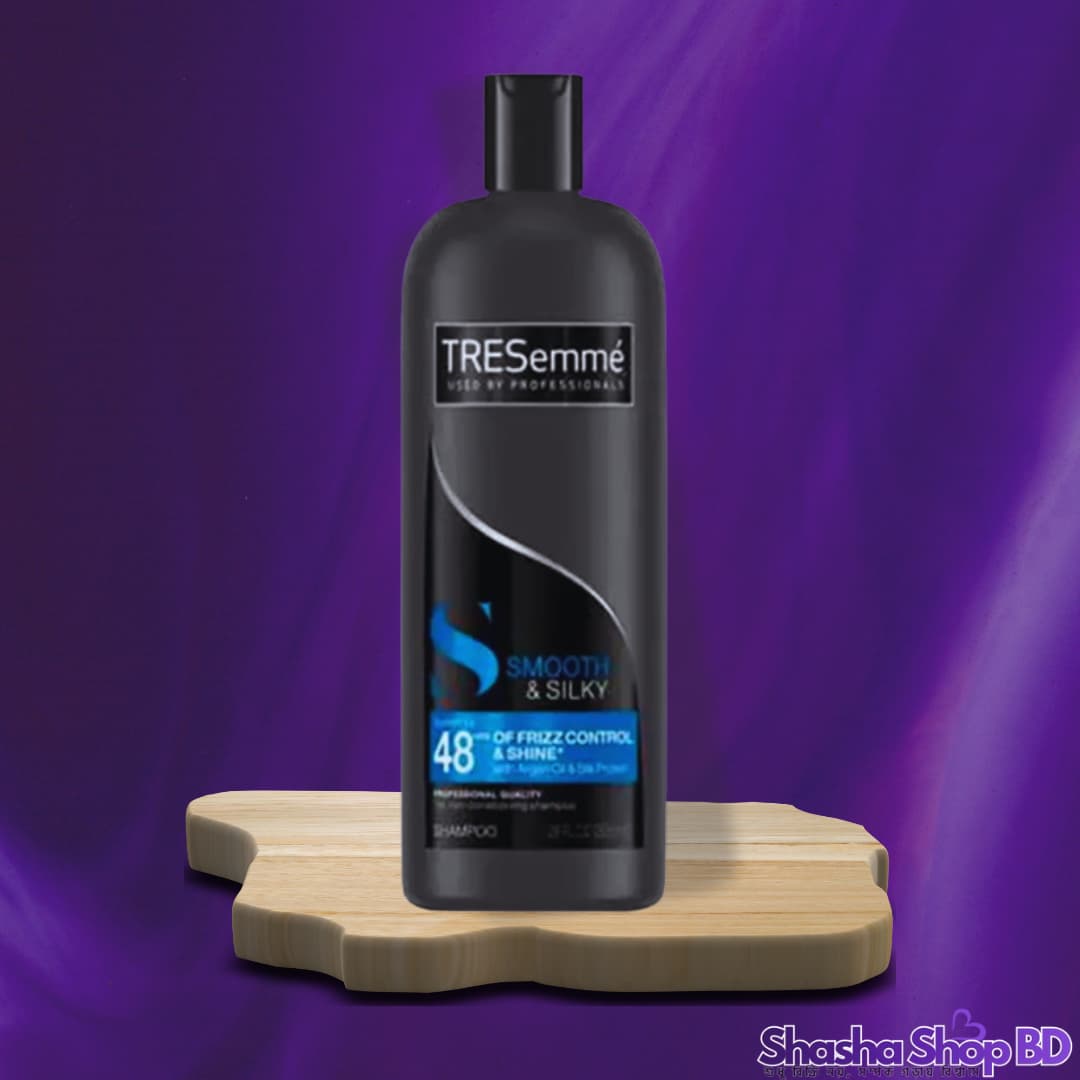TRESemmé Smooth & Silky Shampoo – 828ml (With Moroccan Argan Oil – রুক্ষ চুলকে করুন রেশমি কোমল এবং পান ৪৮ ঘণ্টা জটমুক্ত উজ্জ্বলতা!)