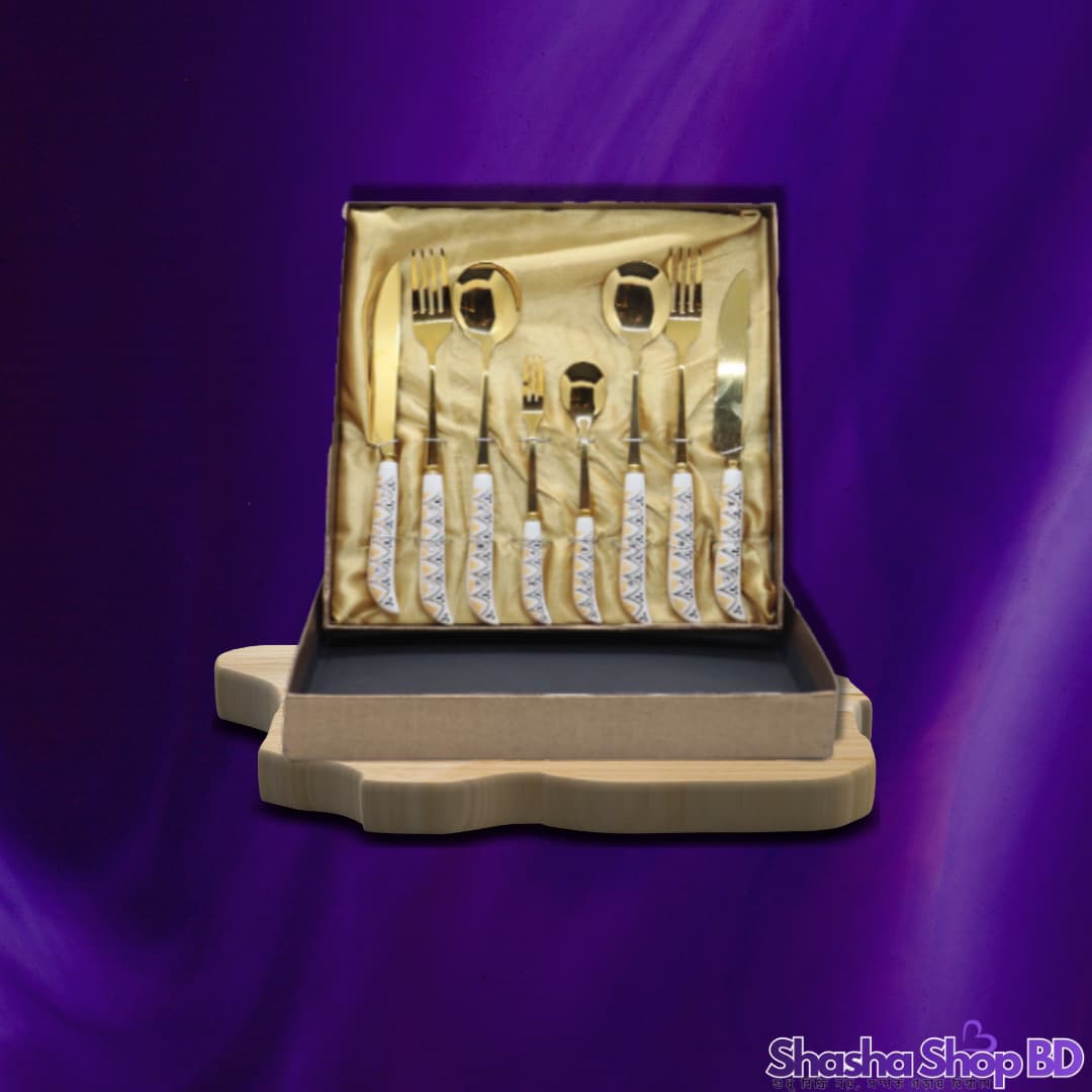 CC High Grade Tableware Spoon Set - 8 Pcs (Golden) (Royal Dining Experience – আপনার মেহমানদারিতে যোগ করুন আভিজাত্যের নতুন মাত্রা!)