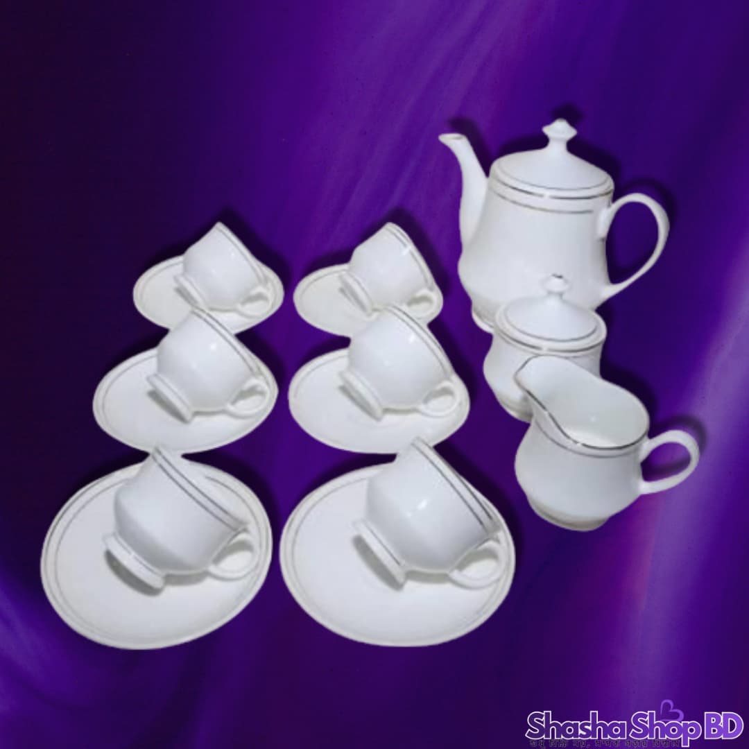 ☕ Subaishi Ceramics Tea Pot Set - 15 Pcs (RCCS-008) (Classic Elegance for Your Tea Time – আভিজাত্যপূর্ণ চা পানের সেরা অভিজ্ঞতা!)