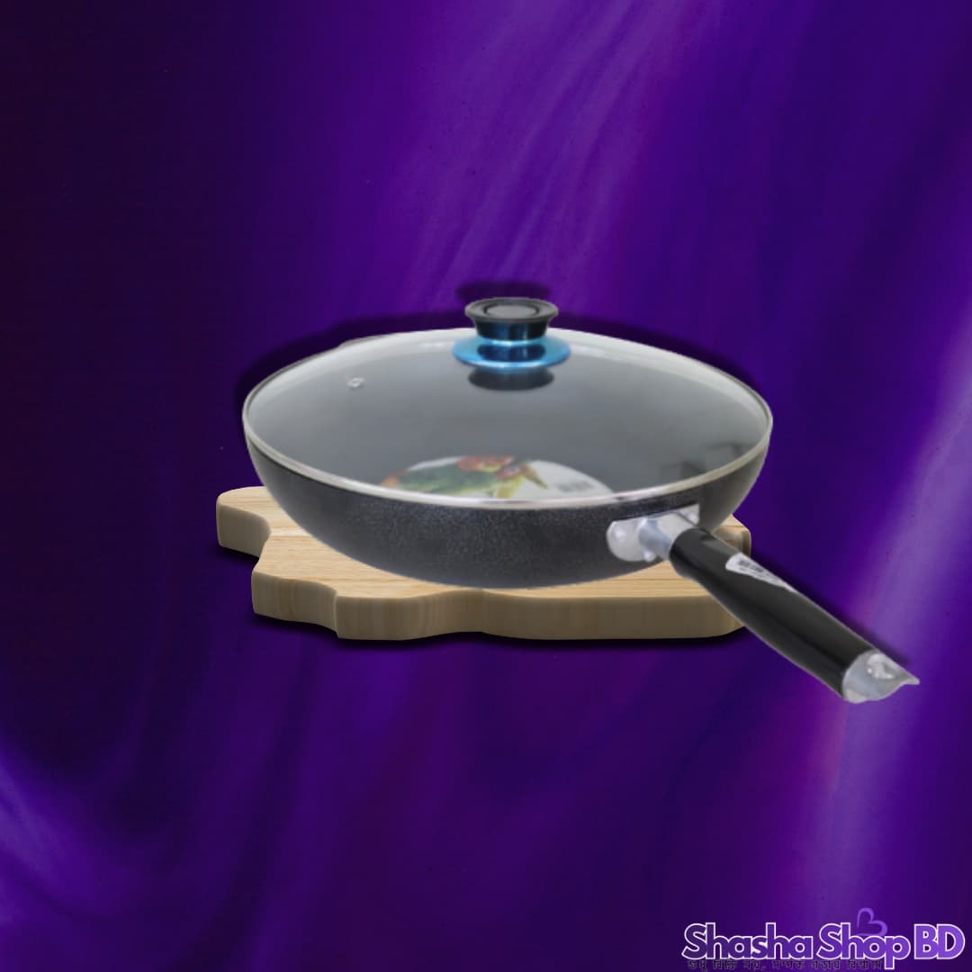 🍳 Kawashi Aluminium Non-Stick Wok Pan with Glass Lid (32 CM) (Extra Large Cooking Surface – বড় আয়োজনের রান্নায় নিয়ে আসবে পূর্ণ স্বাচ্ছন্দ্য!)