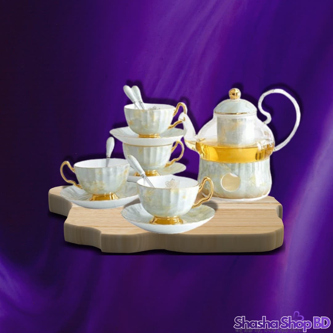 ☕ CC Luxury Ceramics Tea Pot Set - 13 pcs (Model: RCY-010) (Experience Royalty in Every Sip – আপনার চা পানের মুহূর্তকে করুন আরও আভিজাত্যপূর্ণ ও স্মরণীয়!)