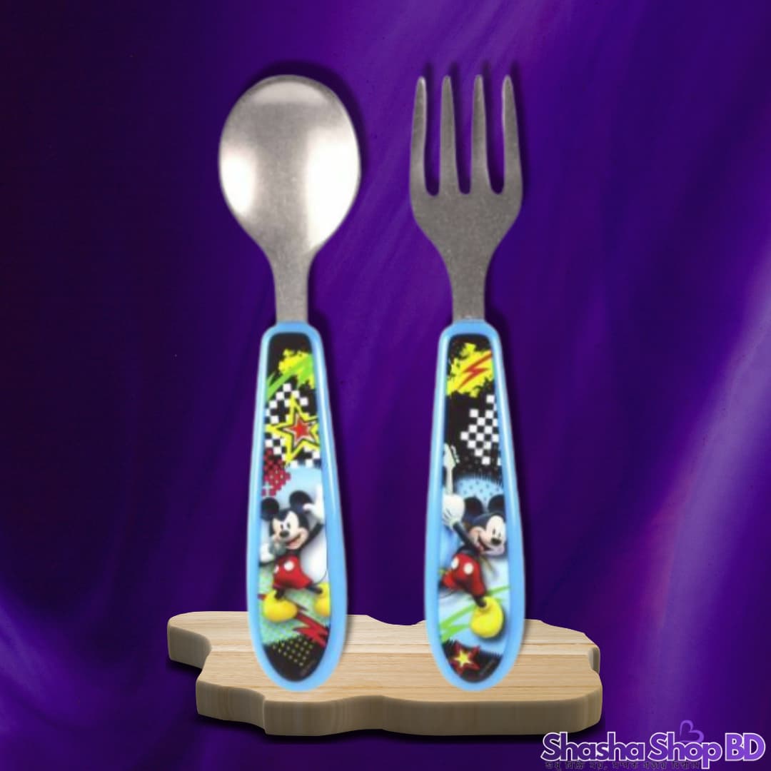 Disney Mickey Mouse Fork & Spoon Set (Model: HM1675M) (Make Mealtime Magical – আপনার বাচ্চার খাবারের সময়কে করুন আরও আনন্দদায়ক!)