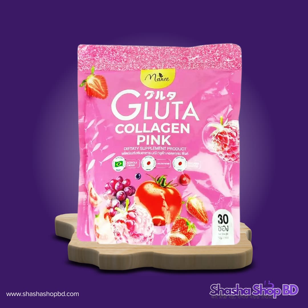Manee Gluta Collagen Pink (30 Sachets) (Skin Brightening & Tomato Extract Formula – ভেতর থেকে ত্বকের গোলাপি আভা ফিরিয়ে আনুন!)