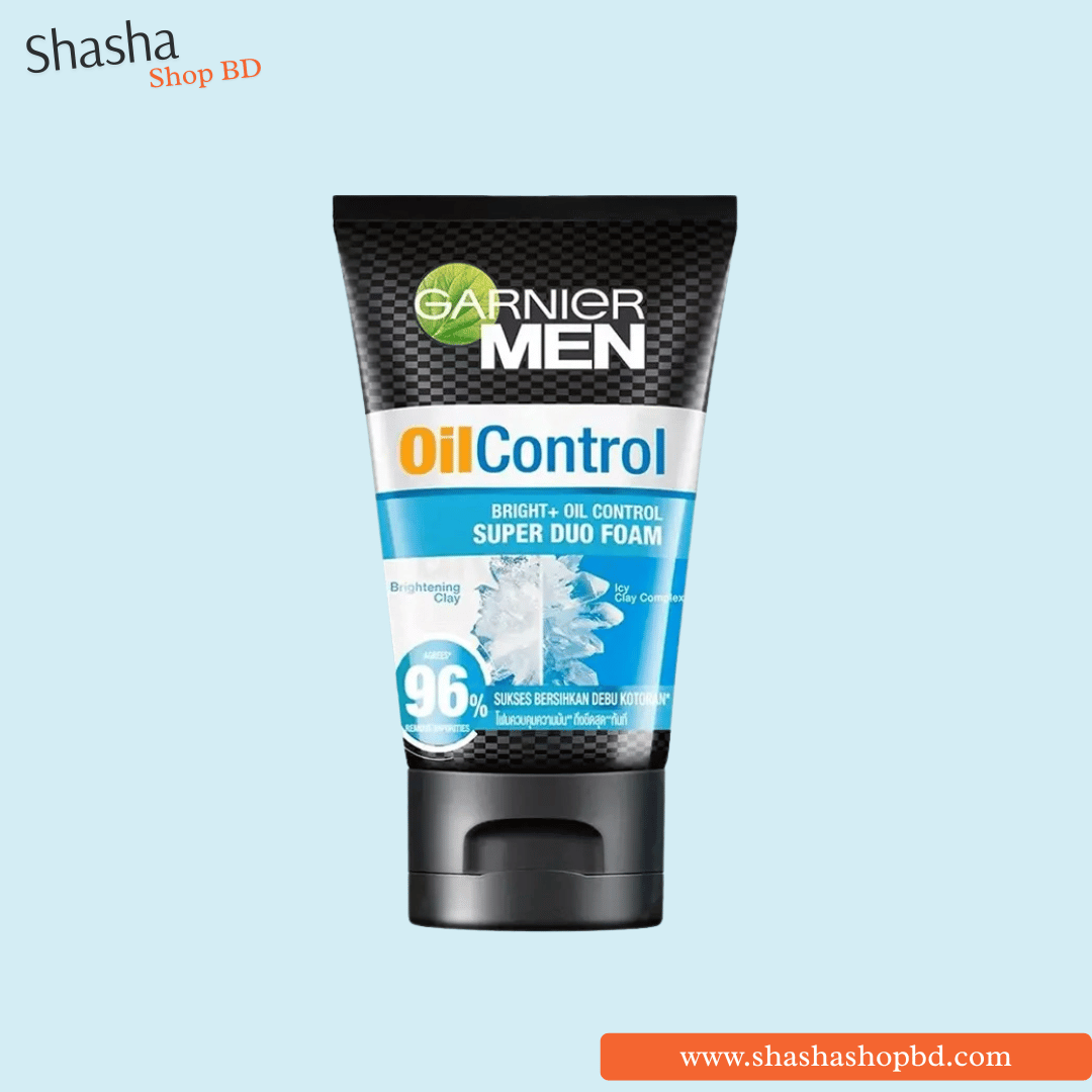 Garnier Men Oil Control Super Duo Foam 100ml | গার্নিয়ার মেন অয়েল কন্ট্রোল ফোম | Shasha Shop BD