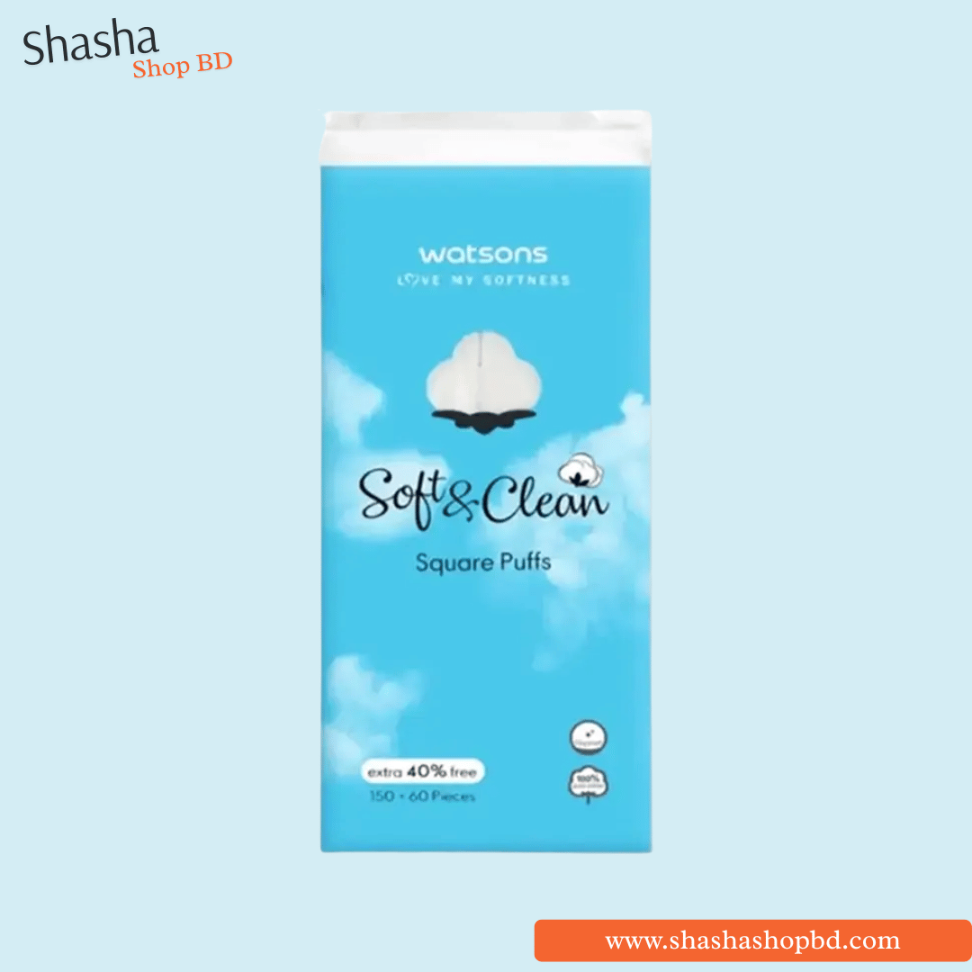 Watsons Soft & Clean Square Puffs 210pcs | Shasha Shop BD