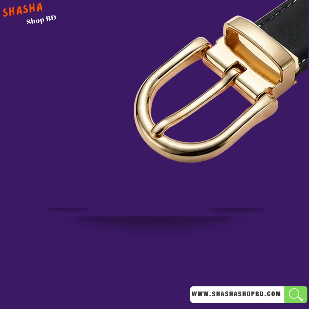 100% Genuine Leather Premium Women's Belt (A30) - Black | Shasha Shop BD