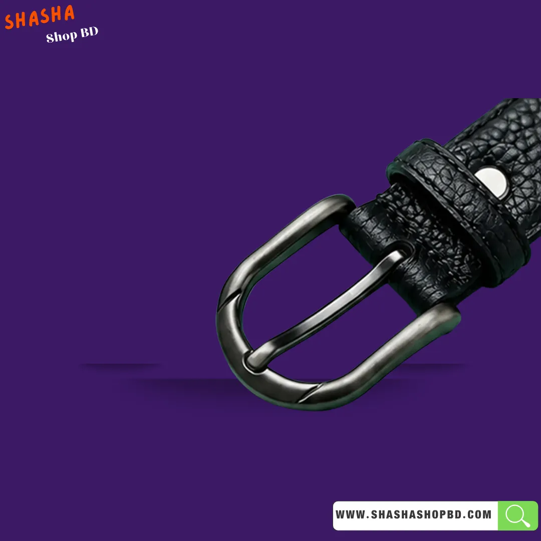 100% Genuine Leather Premium Women's Belt (A27) - Croc Black | Shasha Shop BD