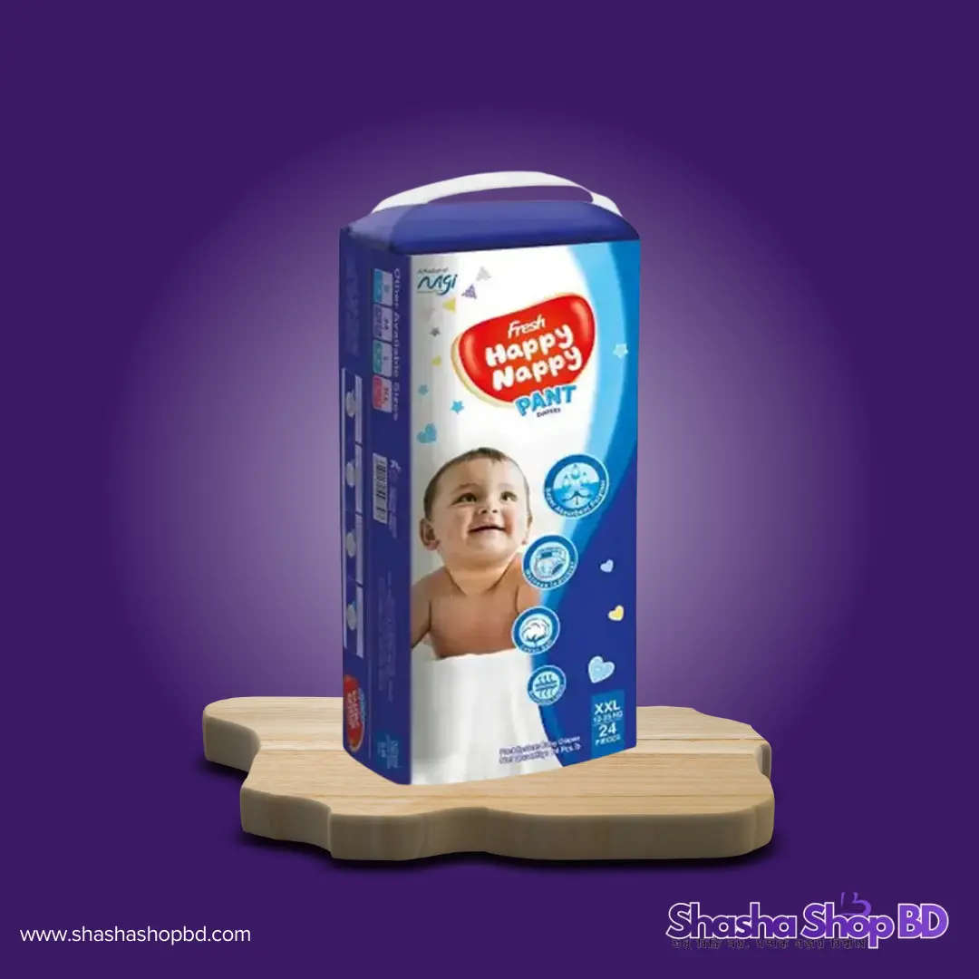 👶 Fresh Happy Nappy Pants Baby Diaper (XXL) - 24 Pcs (Weight Range: 12-25Kg, Super Absorbent Core & Wetness Indicator – সোনামণির কোমল ত্বকের সুরক্ষা আর সারাদিনের সতেজতায় সেরা সমাধান!)