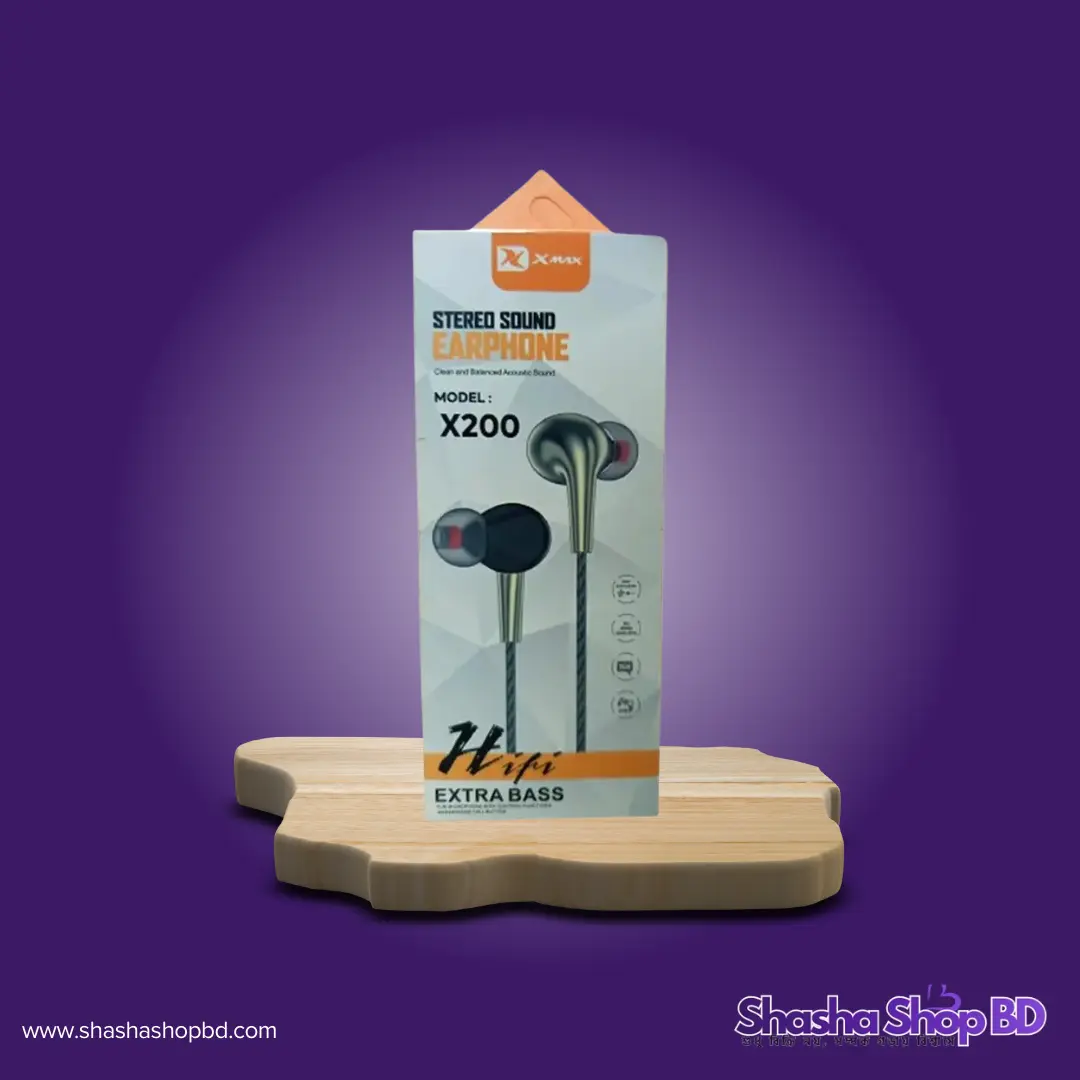 🎧 XMax Stereo Sound Earphone X200 (Hi-Fi Stereo, Extra Bass & Clean Acoustic Sound – আপনার মিউজিক অভিজ্ঞতায় যোগ করুন নতুন মাত্রা!)