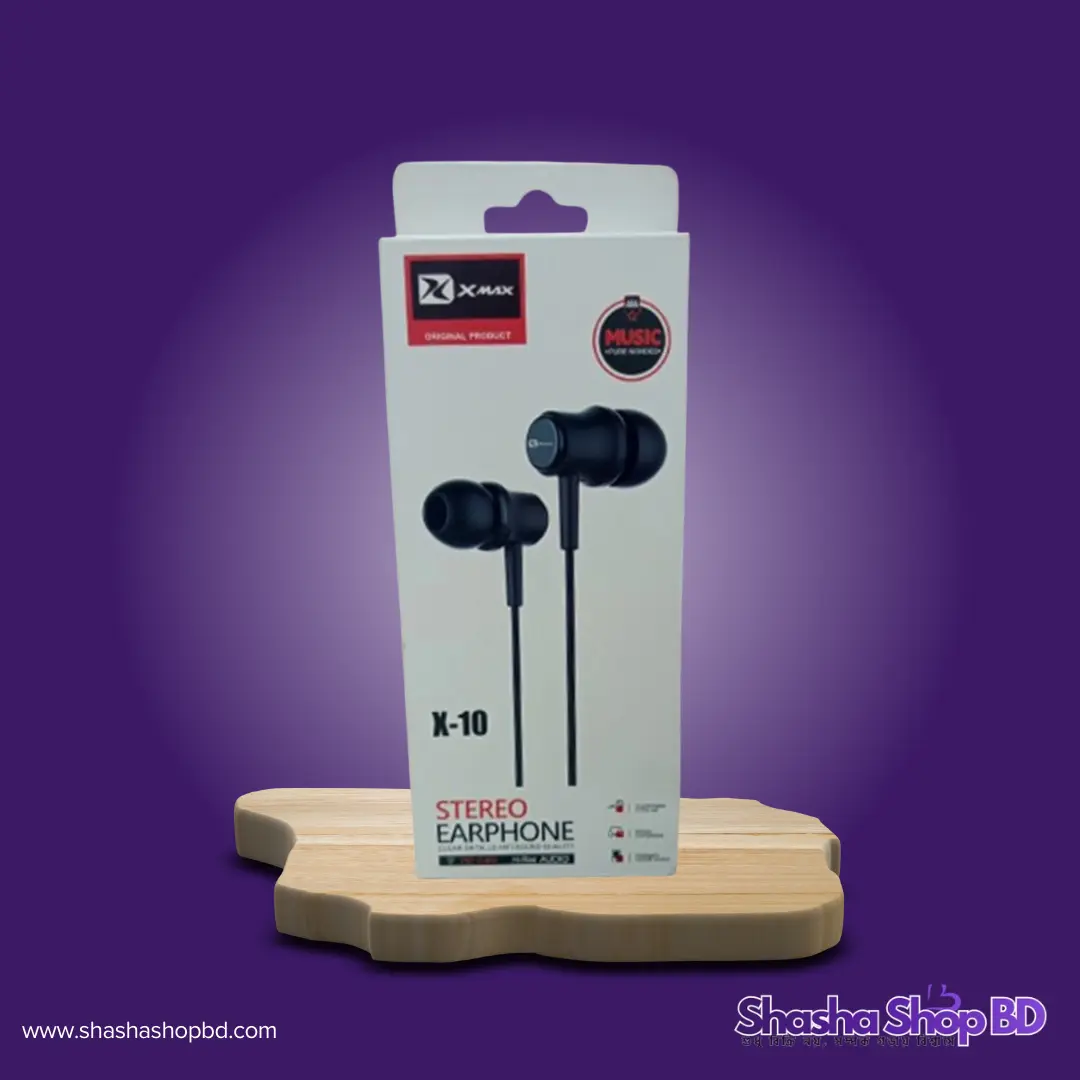 🎧 XMax Stereo Earphone X-10 (Hi-Res Audio, Deep Bass & Ergonomic Design – আপনার মিউজিক অভিজ্ঞতায় আনুন নতুন মাত্রা!)