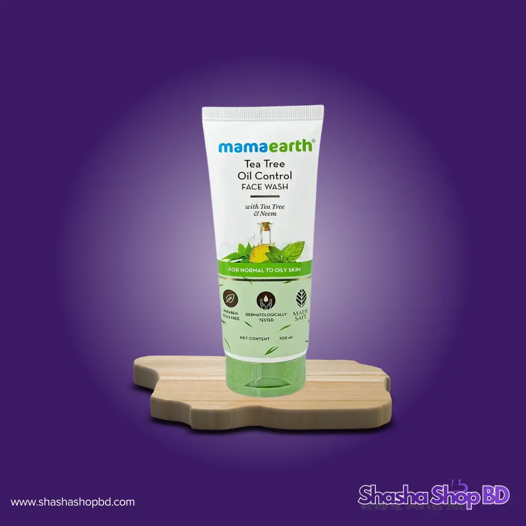 Mamaearth Tea Tree Oil Control Face Wash - 100ml (With Tea Tree & Neem for Skin Purification – তৈলাক্ত ত্বকের সুরক্ষায় এবং ব্রণমুক্ত উজ্জ্বলতার জন্য প্রাকৃতিক সমাধান!)