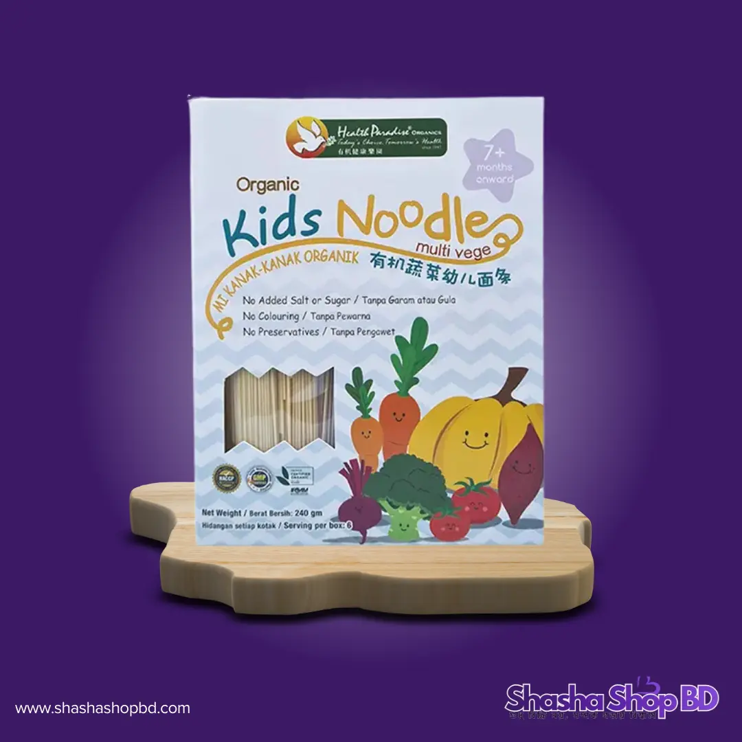 🍜 Health Paradise Organic Kids Noodles (Multi Vege) - 240g (7+ Months Onward, No Added Salt or Sugar & Certified Organic – সোনামণির প্রথম সলিড খাবারে স্বাস্থ্যকর ও সুস্বাদু অর্গানিক নুডলস!)