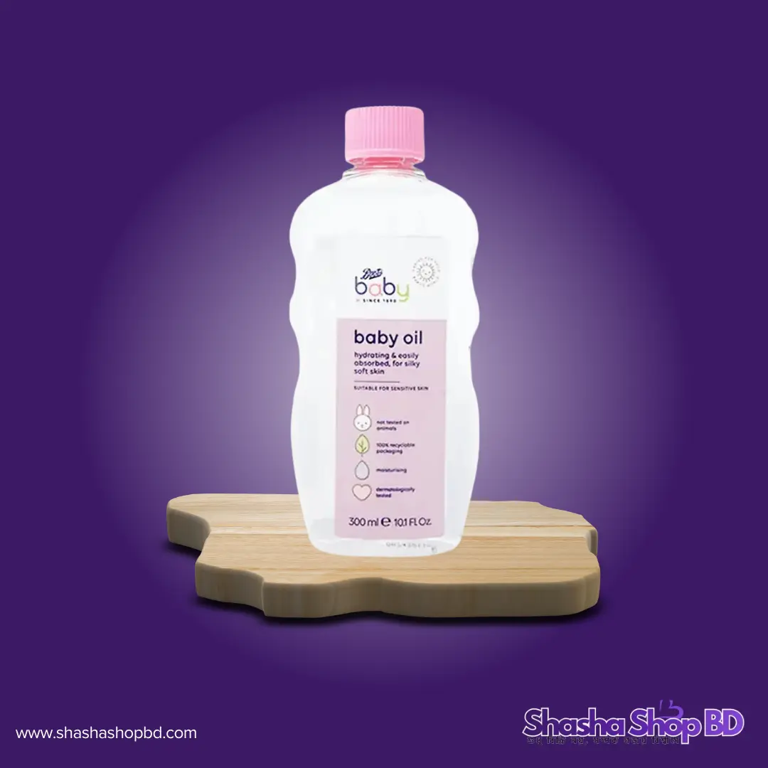 🧴 Boots Baby Oil - 300ml (Hydrating & Easily Absorbed for Silky Soft Skin – আপনার সোনামণির ত্বকের দীর্ঘস্থায়ী আর্দ্রতা ও রেশমি কোমলতায় সেরা যত্ন!)