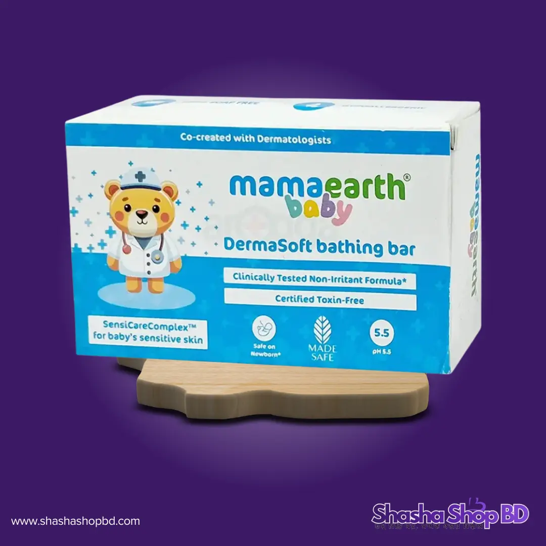 🧼 Mamaearth Baby Derma Soft Bathing Bar - 75g (pH 5.5, Clinically Tested Non-Irritant Formula & Certified Toxin-Free – আপনার সোনামণির কোমল ত্বকের জন্য সম্পূর্ণ নিরাপদ ও প্রাকৃতিক যত্ন!)