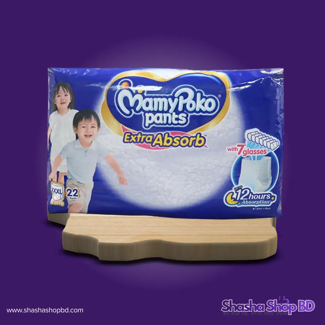 👶 MamyPoko Pants Baby Diaper Extra Absorb - XXXL 22 Pcs (Weight Range: 18-35Kg, With 7 Glasses Absorption & 12 Hours Protection – বড় সোনামণিদের নিশ্চিন্ত রাত এবং আরামদায়ক দিনের জন্য!)
