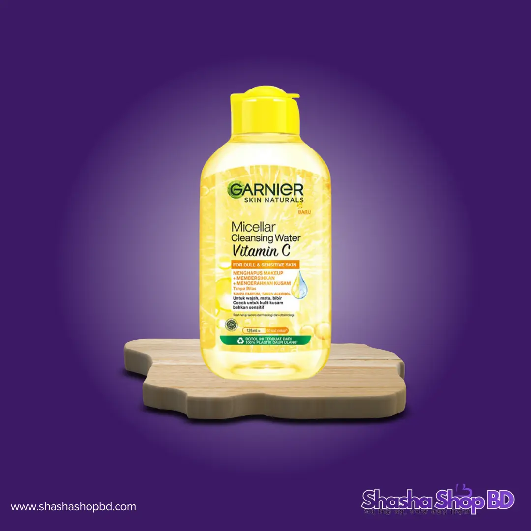 Garnier Micellar Cleansing Water Vitamin C - 125ml (Remove Makeup, Cleanse & Brighten – মেকআপ রিমুভাল এবং উজ্জ্বল ত্বকের জন্য পারফেক্ট কোম্বো!)