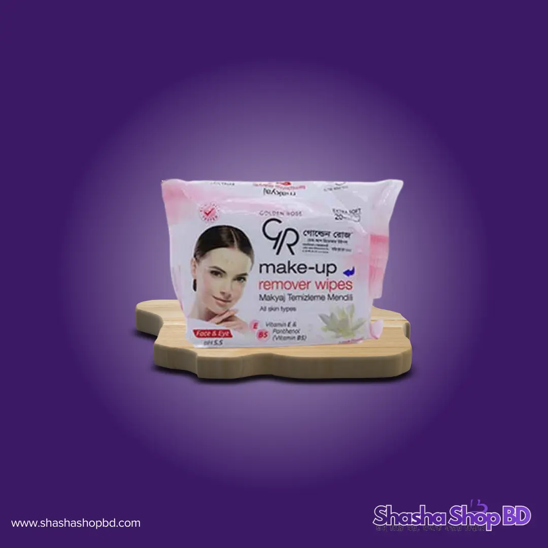 🌸 Golden Rose Make-Up Remover Wipes - 20 pcs (Gentle & Effective Cleansing – এক নিমিষেই মেকআপ পরিষ্কার আর ত্বকের সতেজতা!)