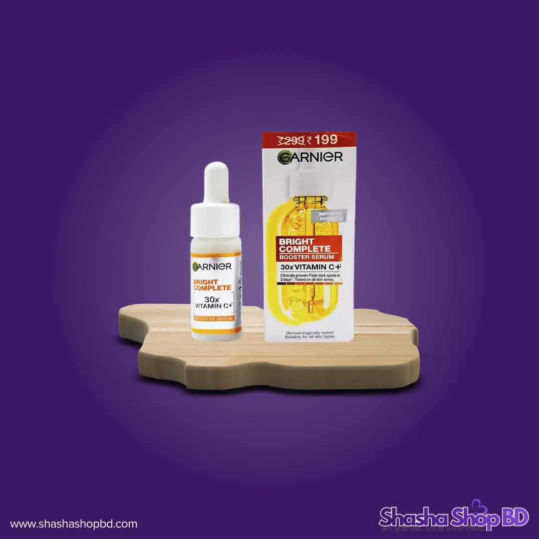 Garnier Bright Complete Vitamin C Booster Serum - 15ml (Instant Brightening & Dark Spot Reduction – মাত্র ৩ দিনেই পান উজ্জ্বল ও দাগহীন ত্বক!)