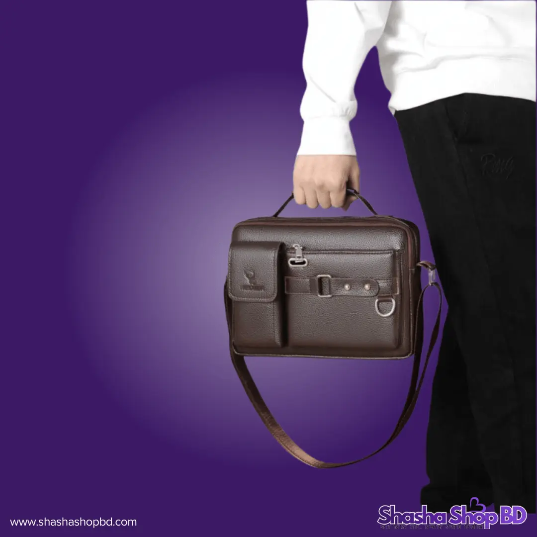 Premium Men's PU Leather Shoulder Laptop Bag - স্টাইলিশ পুরুষদের সাইড ব্যাগ কালেকশন