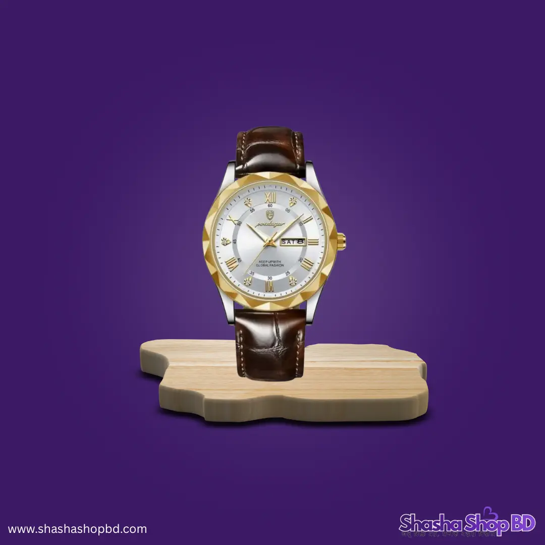 ⌚ POEDAGAR 615L Men’s Leather Quartz Watch (Sophisticated Elegance & Timeless Style – লেদার এবং আভিজাত্যের এক অনন্য মেলবন্ধন!)